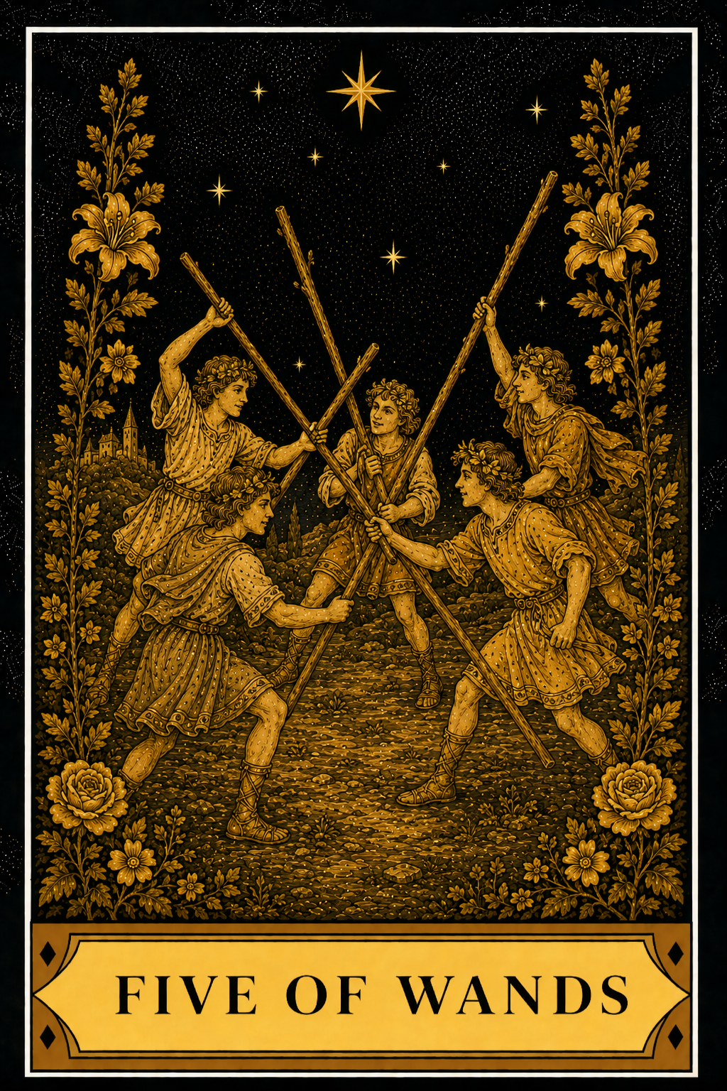 Five of Wands tarot card